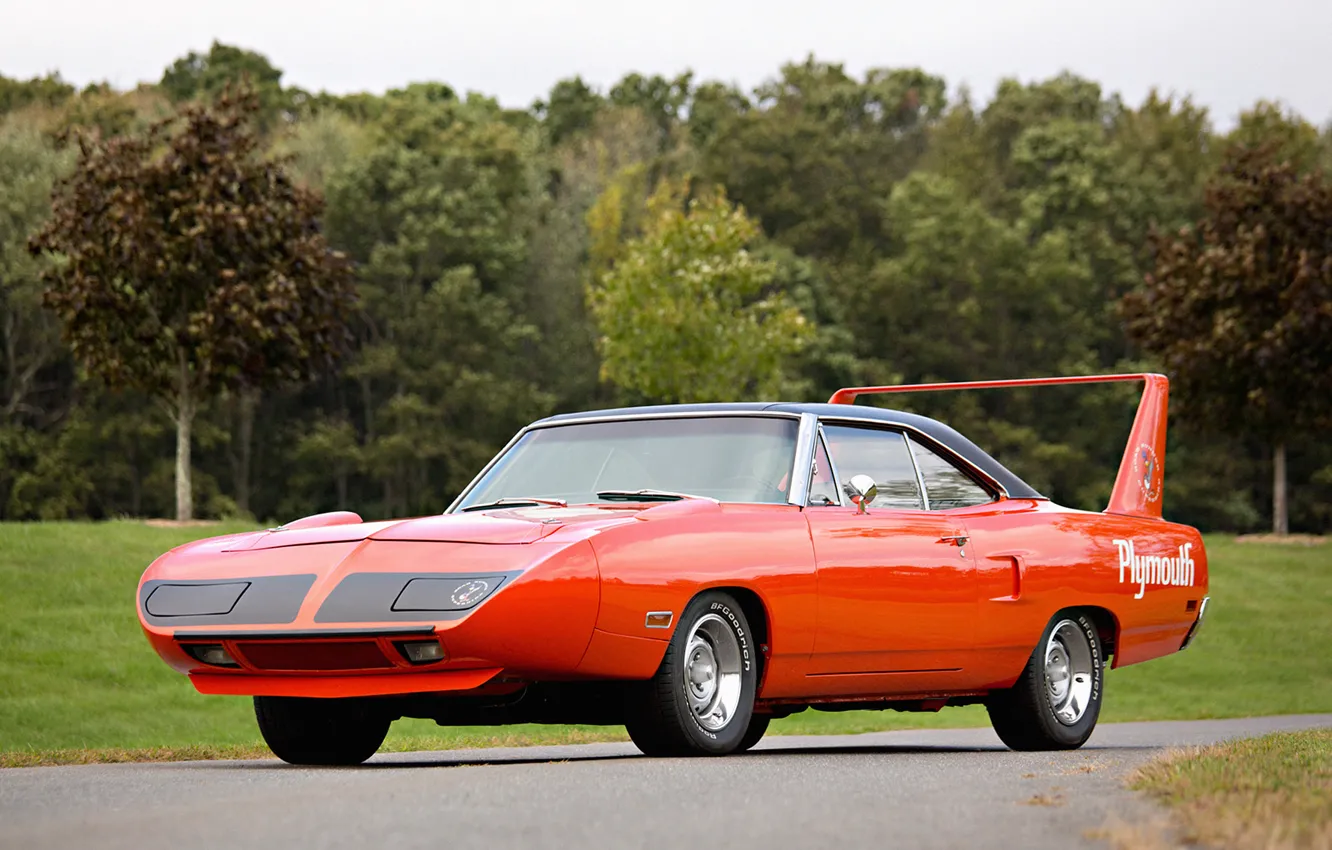 Photo wallpaper red, Plymouth, Muscle car, Plymouth, Superbird, Road Runner
