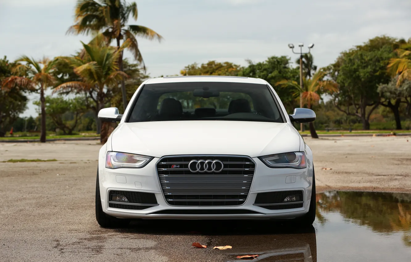 Photo wallpaper Audi, white, front, vossen wheels