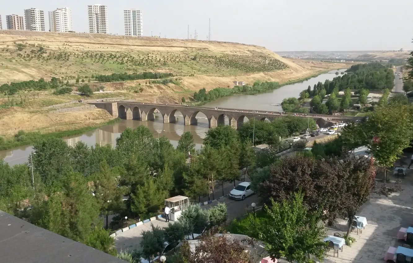 Photo wallpaper turkey, ten-arch Bridge, diyarbakir, Dicle river, Ten-eyed bridge