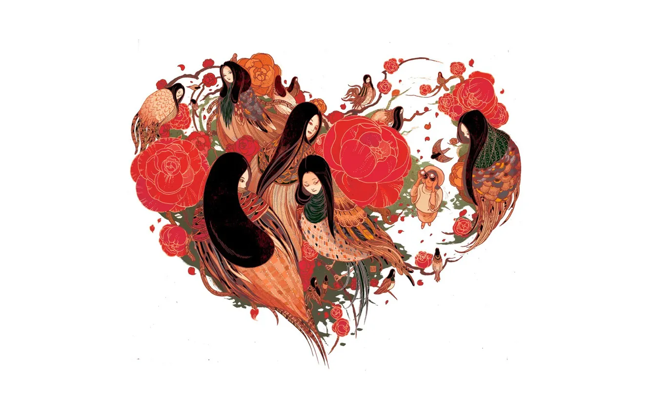 Photo wallpaper heart, Japan, Japan, woman, color, Hart