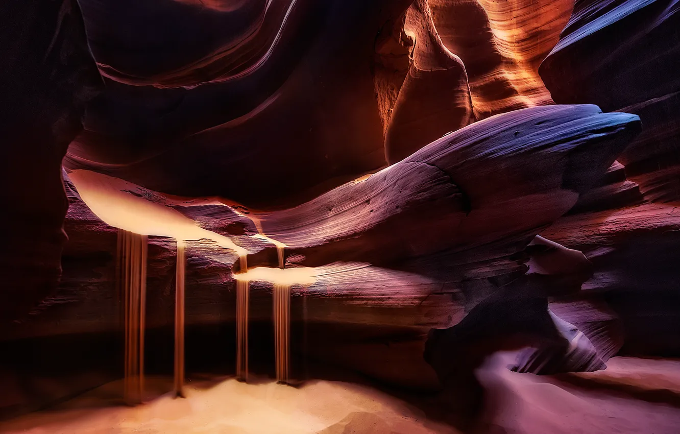 Photo wallpaper sand, light, rocks, texture, antelope canyon