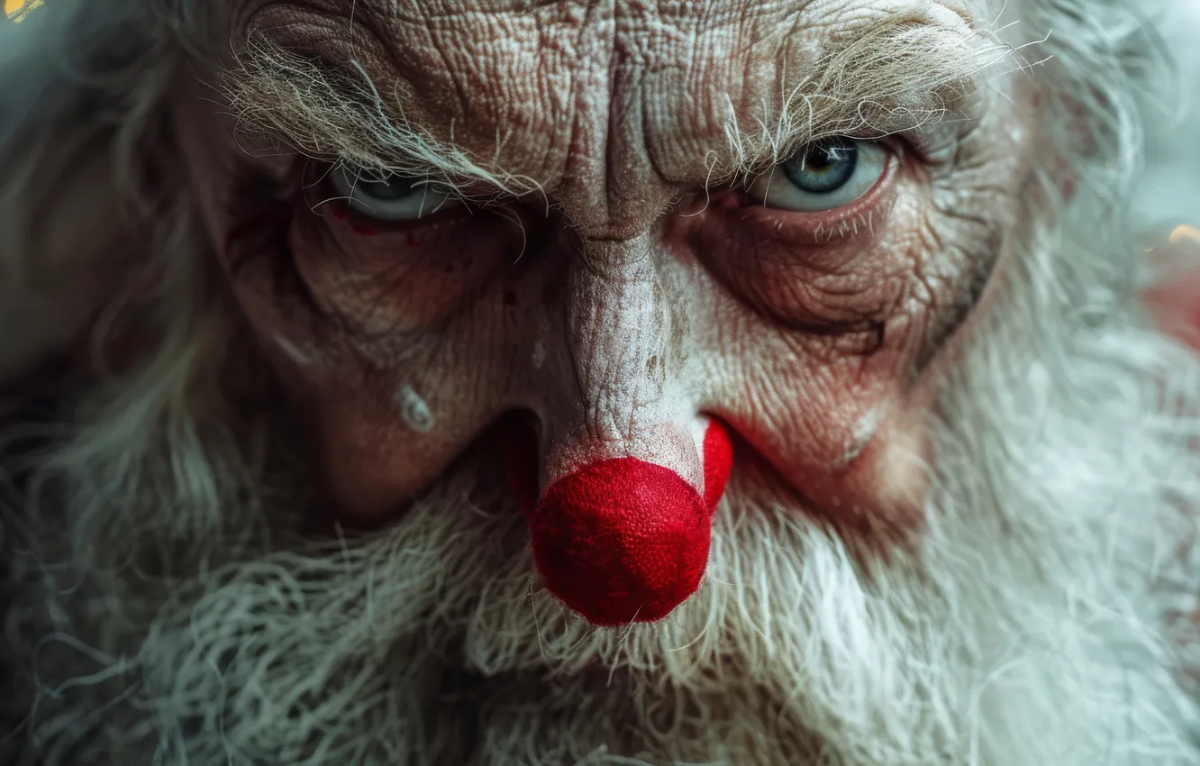 Photo wallpaper eyes, look, new year, nose, Christmas, Santa Claus, closeup, digital art