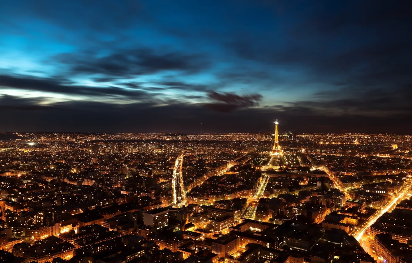 Photo wallpaper France, Paris, the evening, night city