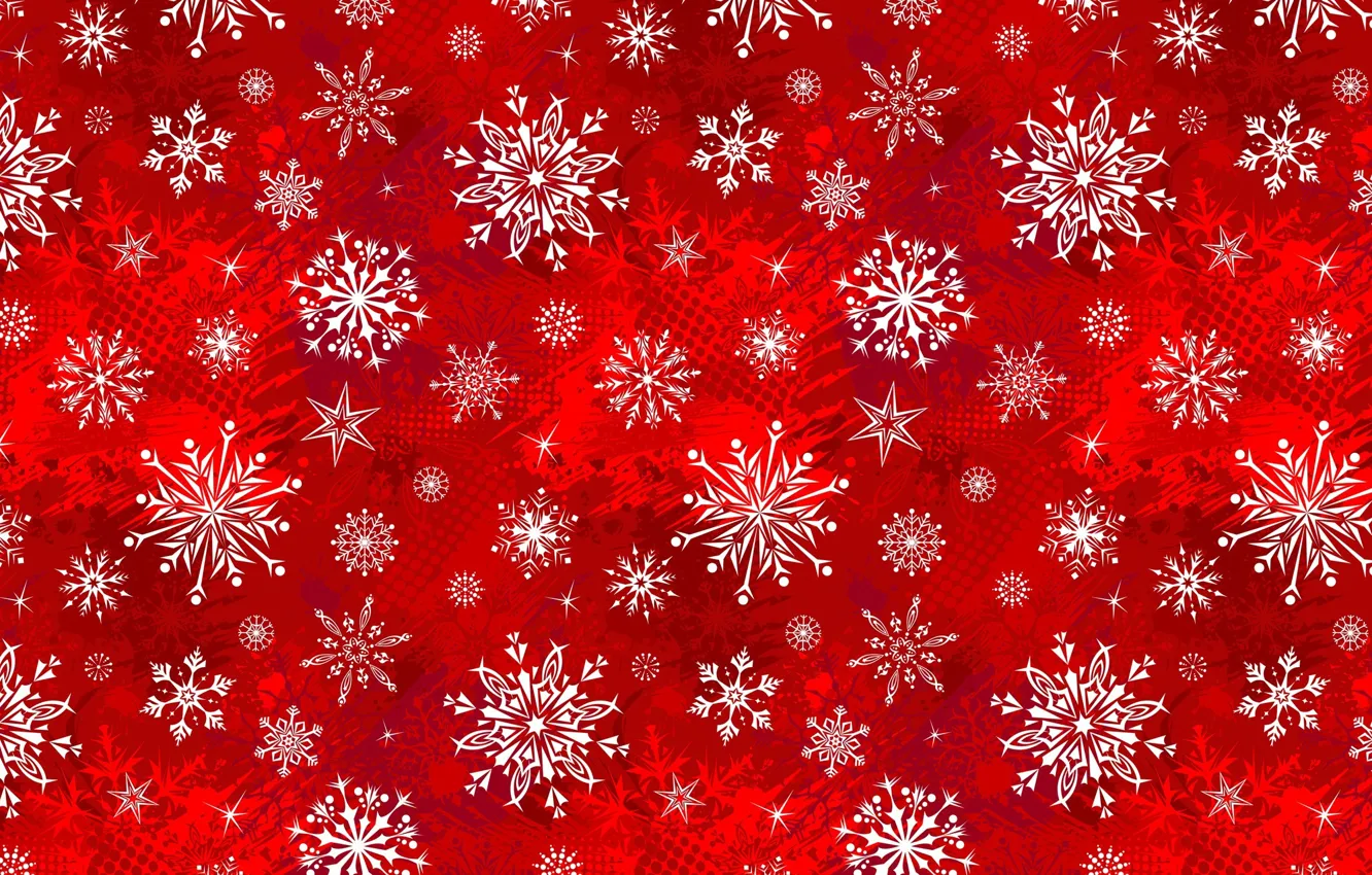 Photo wallpaper snowflakes, red, background, figure, new year, stars, texture