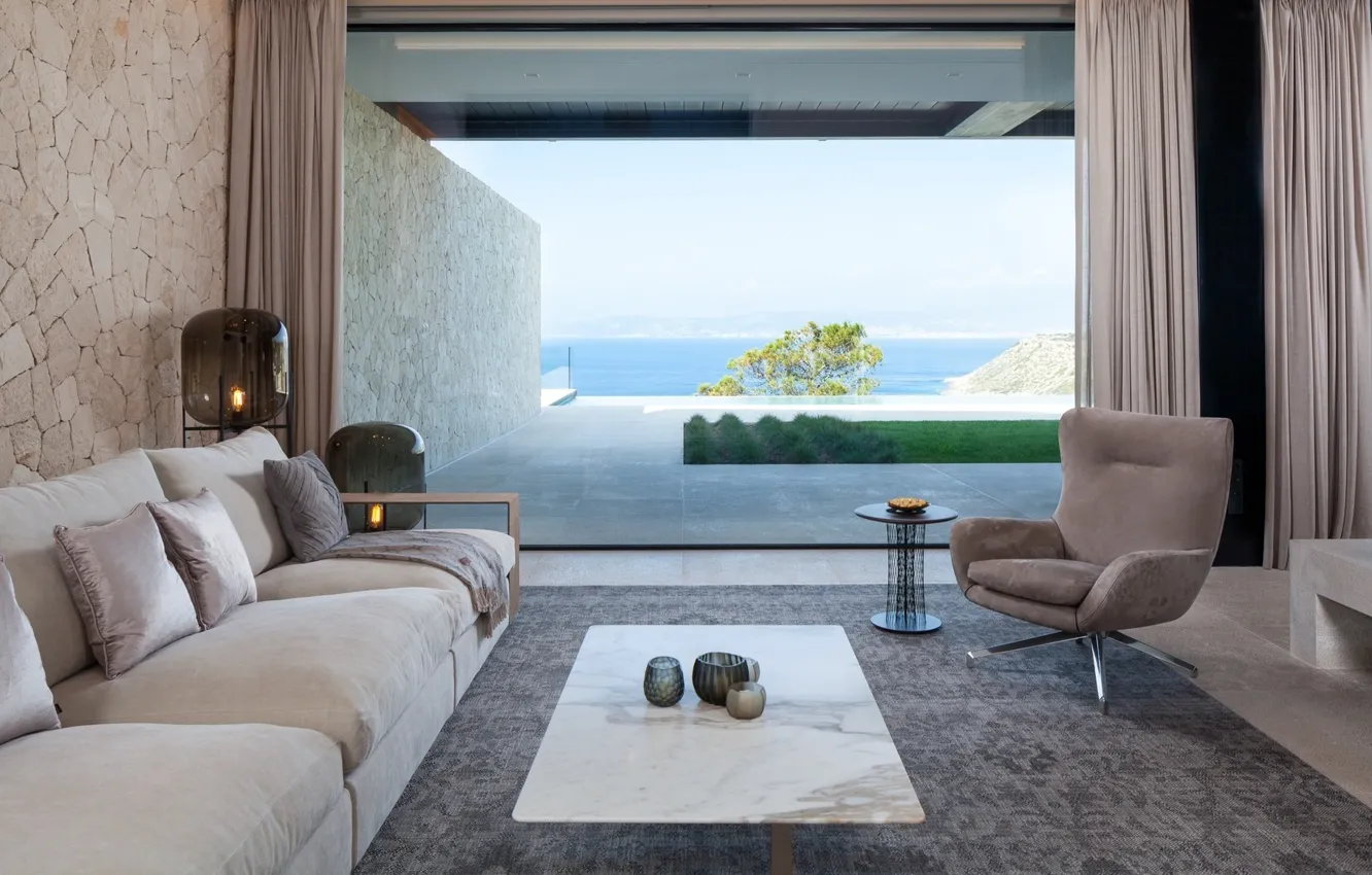 Photo wallpaper Villa, interior, pool, terrace, living room, villa, Mallorca, Mallorca