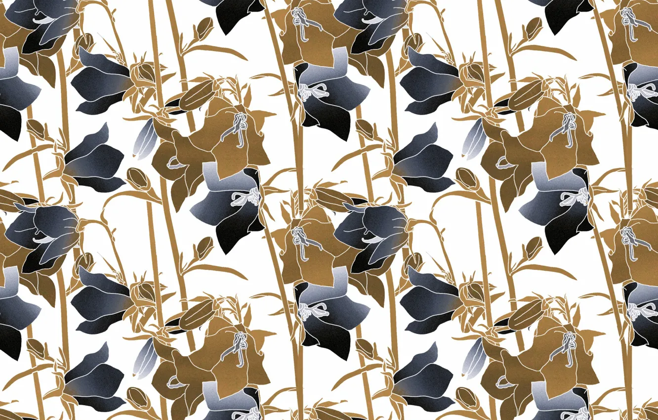 Photo wallpaper leaves, flowers, buds, design, pattern, floral