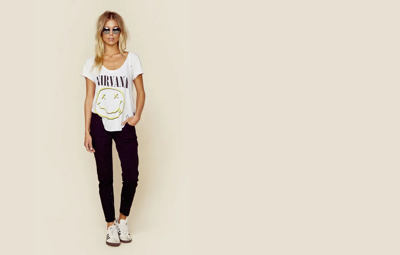 Photo wallpaper girl, woman, young, beautiful, model, blonde, sunglasses, long-haired