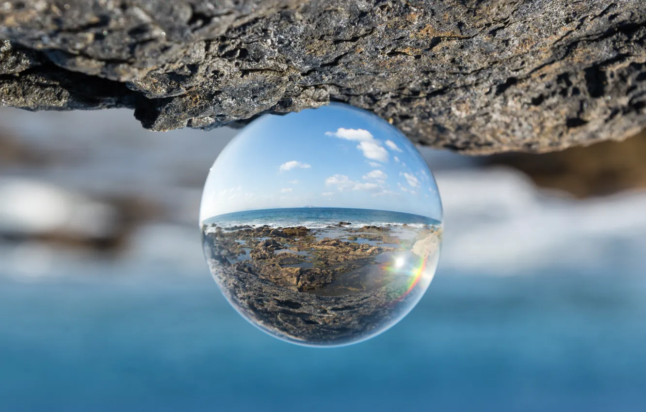 Photo wallpaper glass, visual effect, glass ball