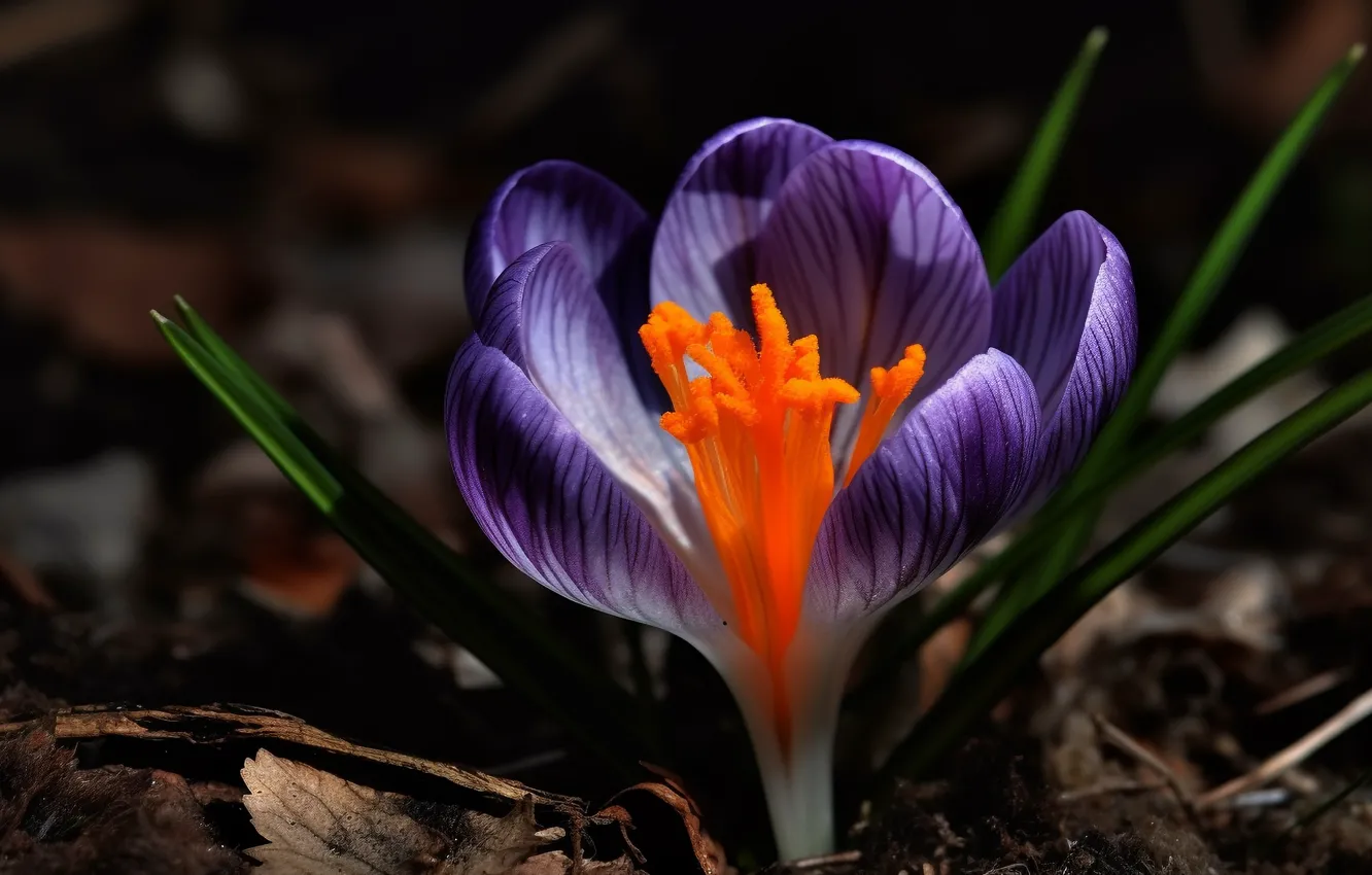 Photo wallpaper flowers, nature, glade, spring, crocuses, primrose, AI art, neural network