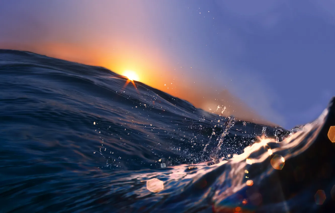 Photo wallpaper water, rays, landscape, nature, the ocean, splash, ocean, landscape