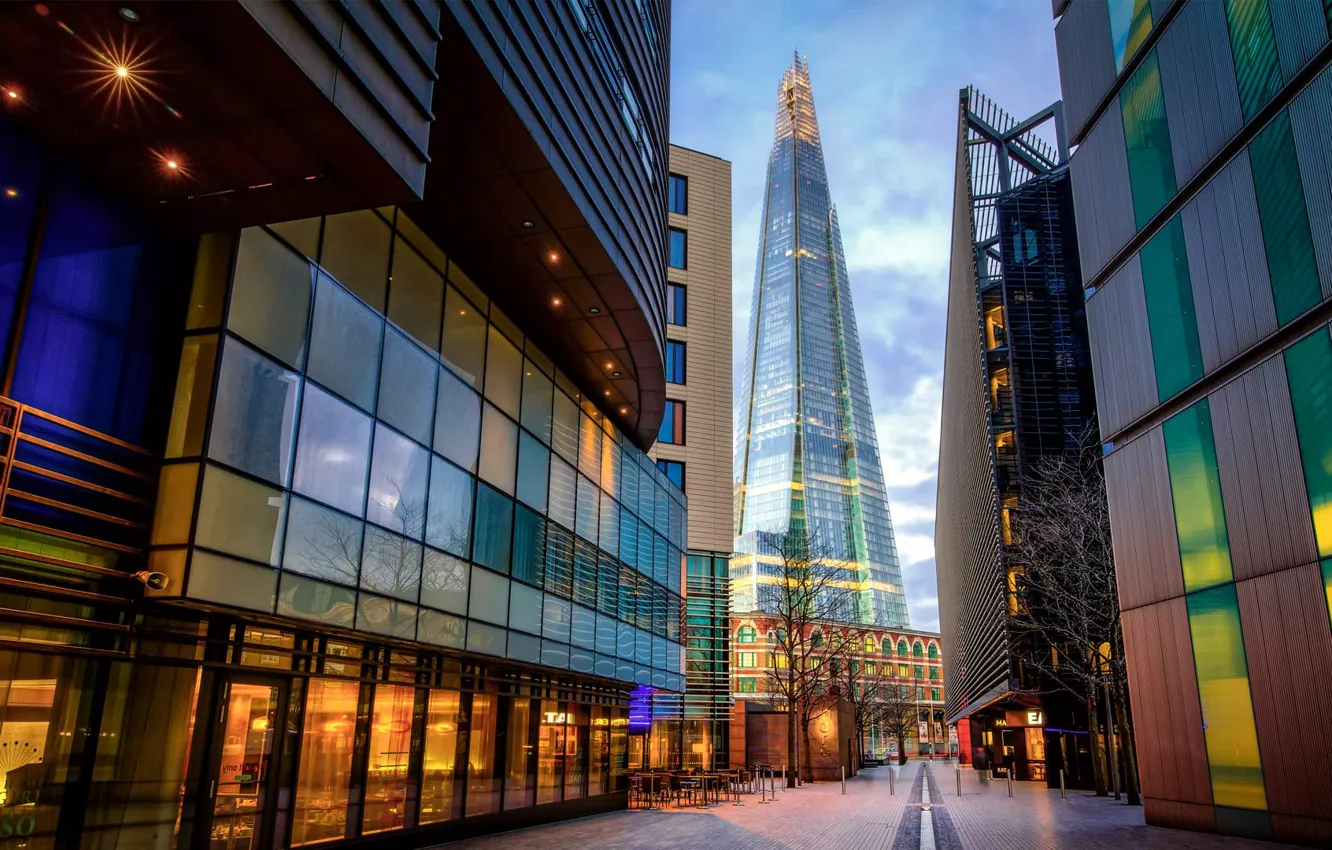 Photo wallpaper street, England, London, tower, home, skyscrapers, Shard