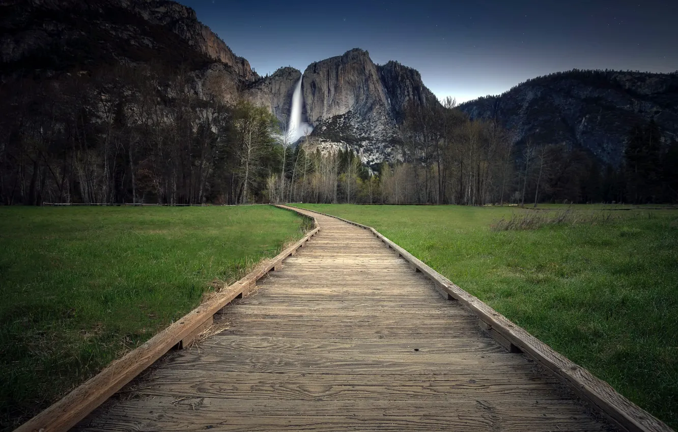 Photo wallpaper California, Yosemite Valley, waterfall