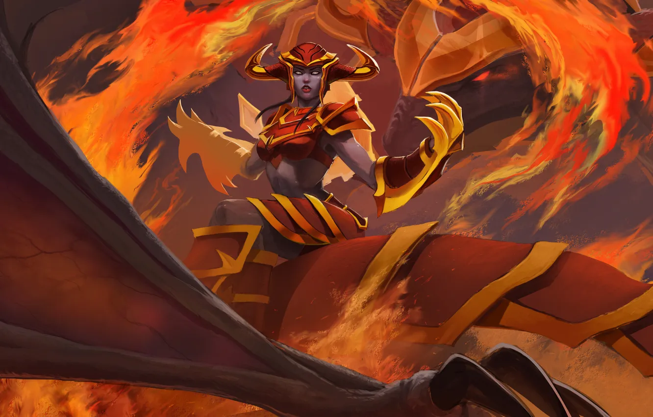 Photo wallpaper fire, League of Legends, Shyvana, the half dragon