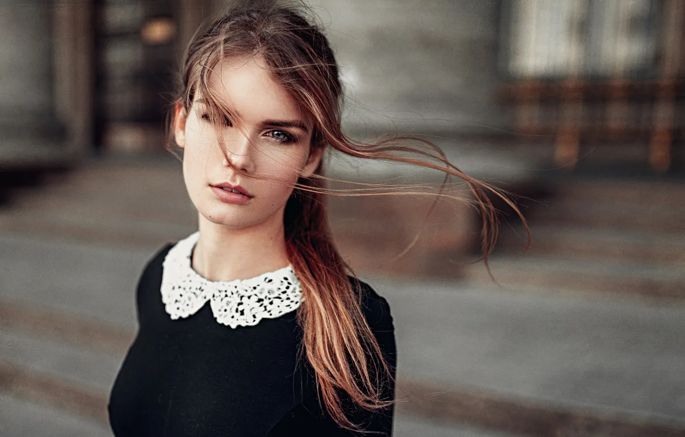 Photo wallpaper look, girl, the wind, hair, beautiful, Irina Regent