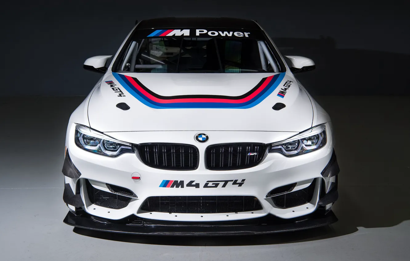 Photo wallpaper racing car, front view, 2018, GT4, BMW M4