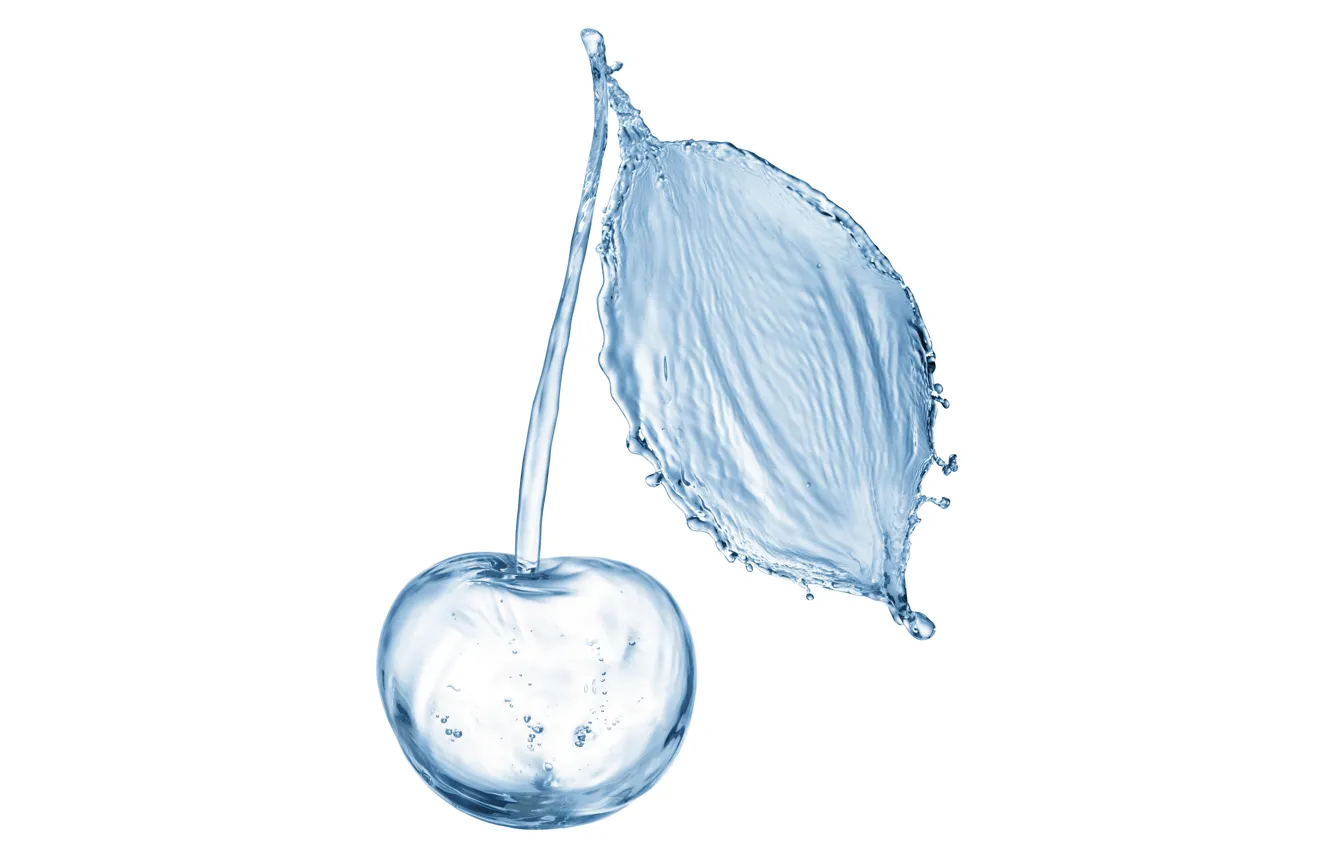 Photo wallpaper water, squirt, splashing water, The cherries from the water, Cherry from the water