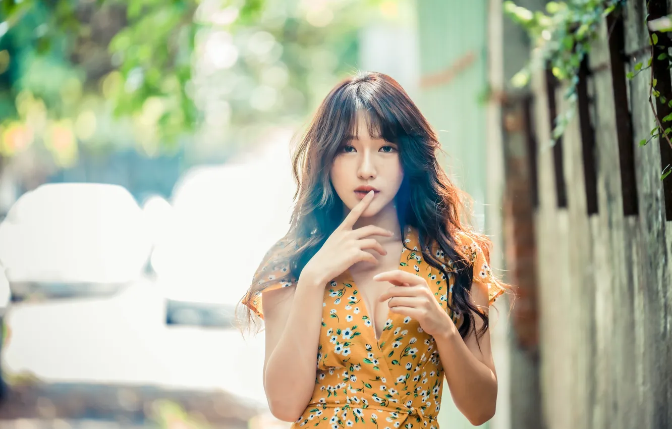 Photo wallpaper summer, look, girl, model, dress, Asian