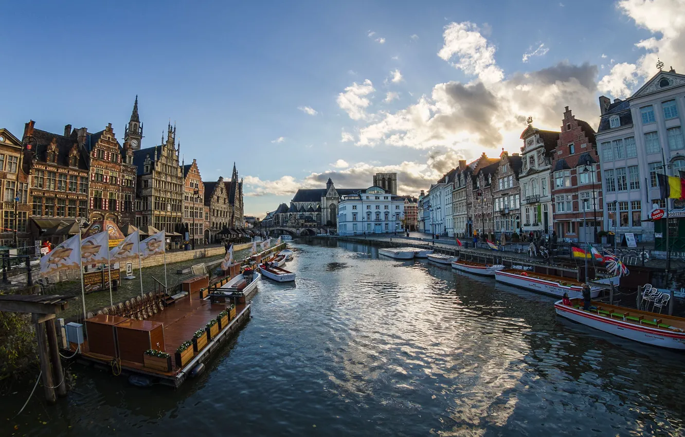 Photo wallpaper building, channel, Belgium, architecture, Ghent, Design Museum