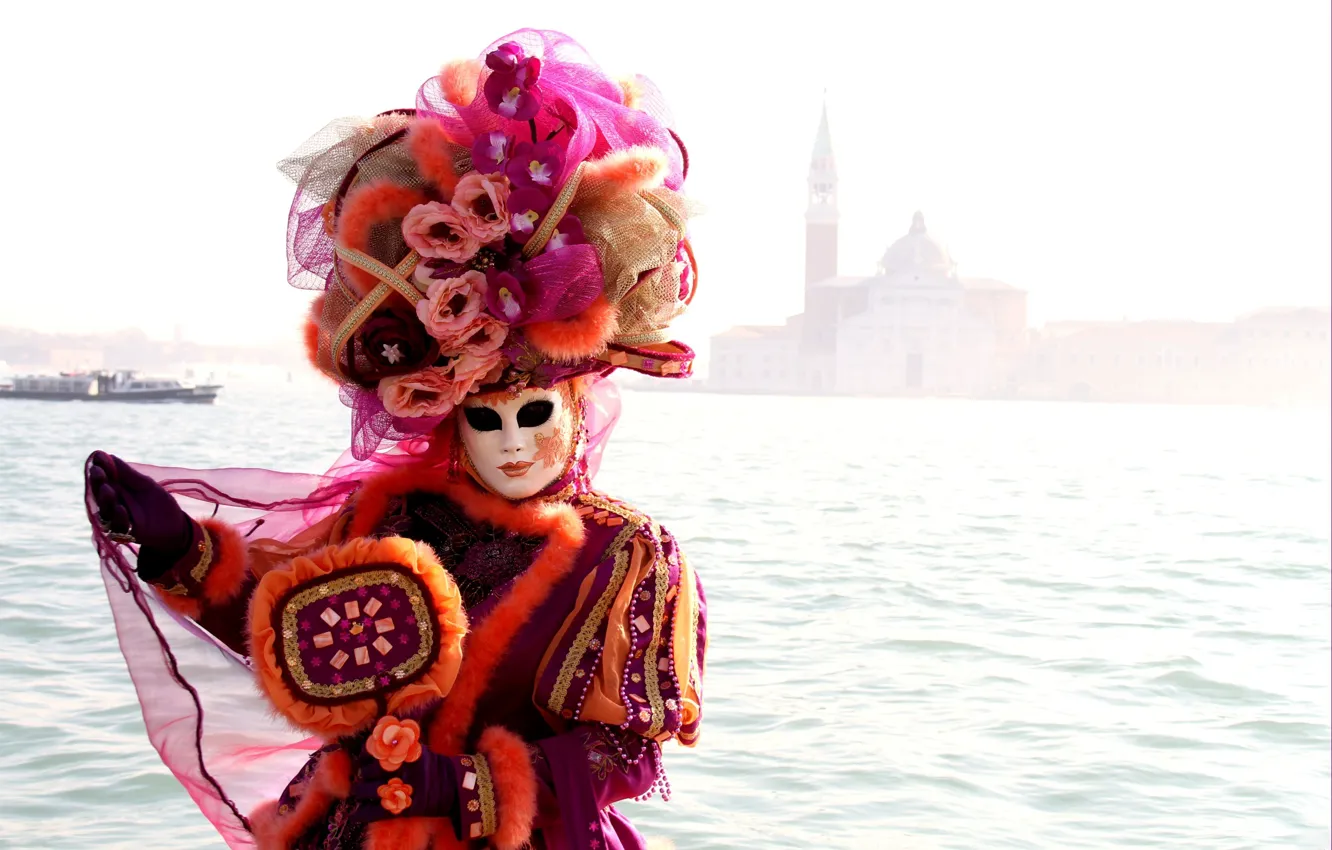 Photo wallpaper mask, outfit, carnival, Venice