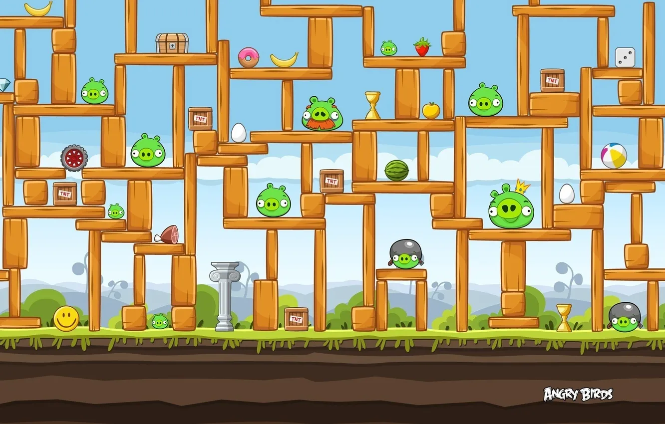 Photo wallpaper the game, birds, game, level, angry birds