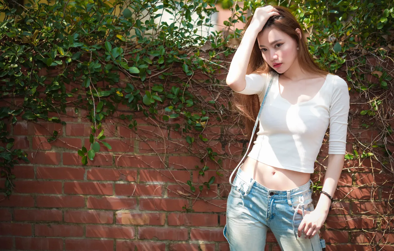 Photo wallpaper look, girl, figure, summer, cutie, tummy