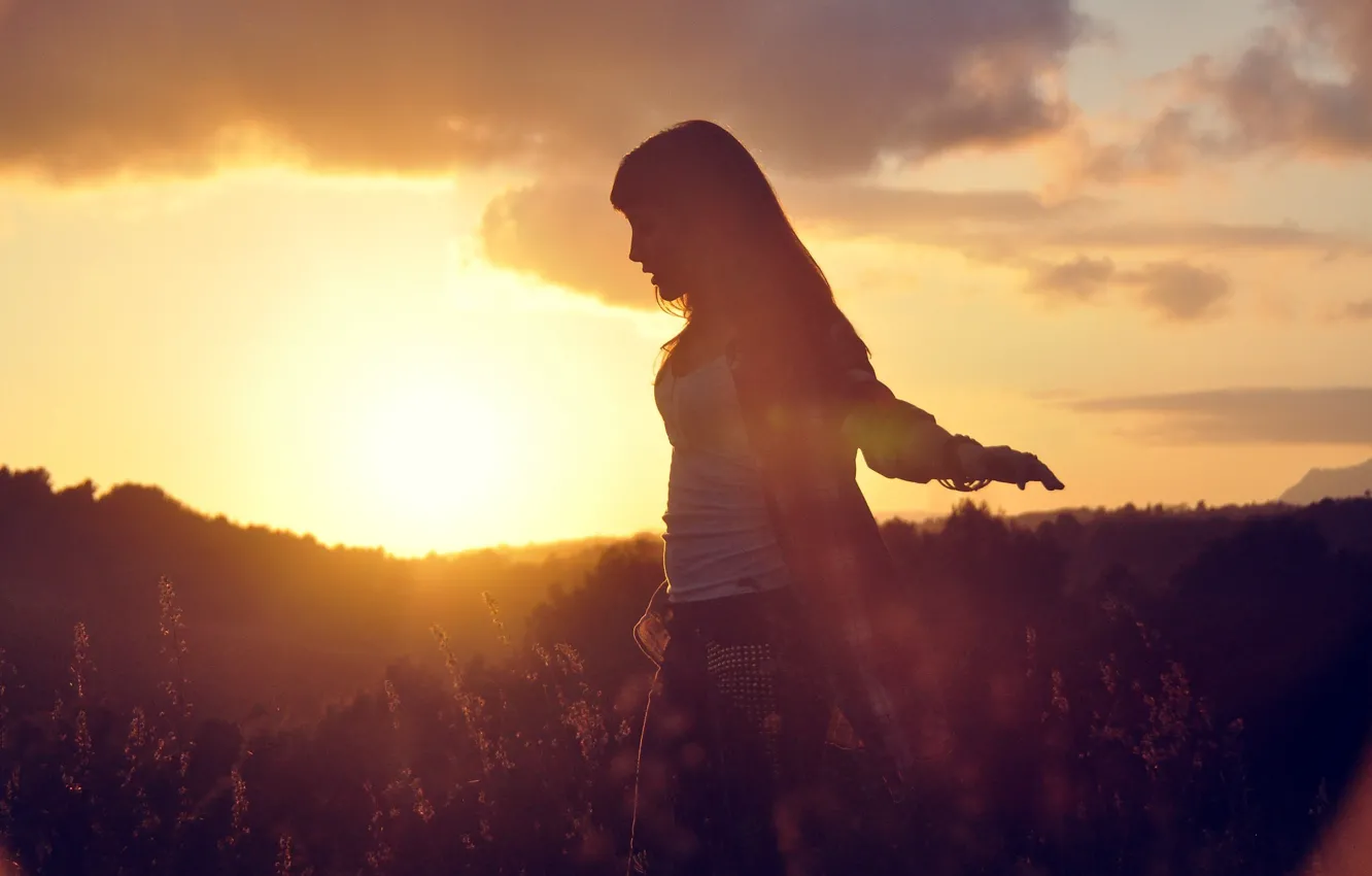 Photo wallpaper girl, the sun, Marta Aragones