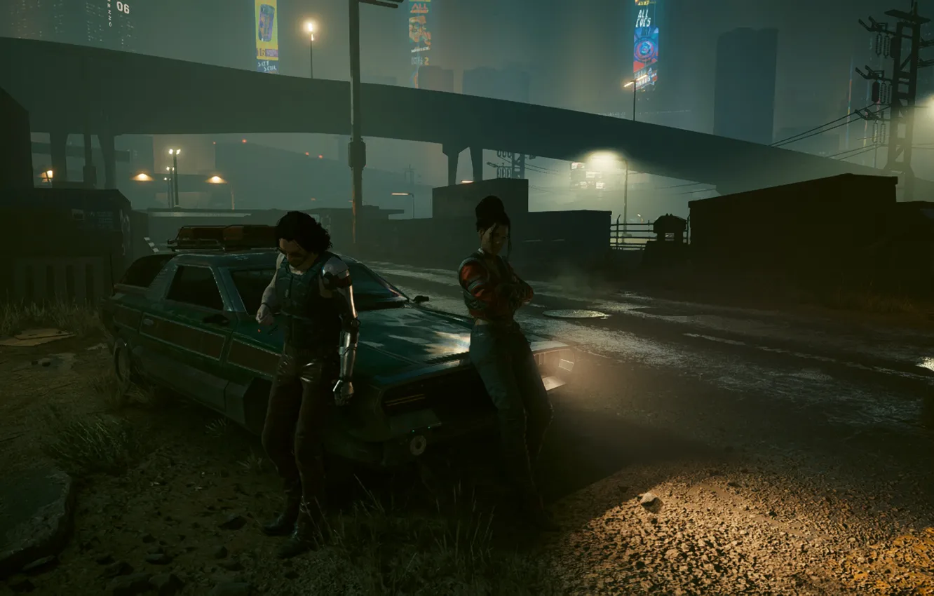 Photo wallpaper cyberpunk, Johnny Silverhand, cybepunk2077, Panam Palmer