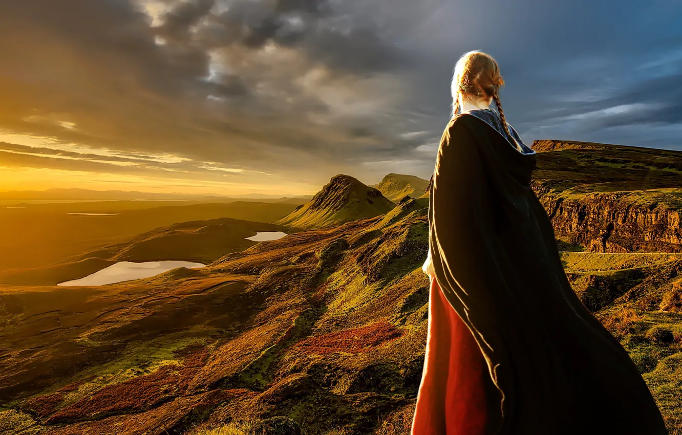 Photo wallpaper the sky, clouds, sunset, mountains, beauty, valley, space, space