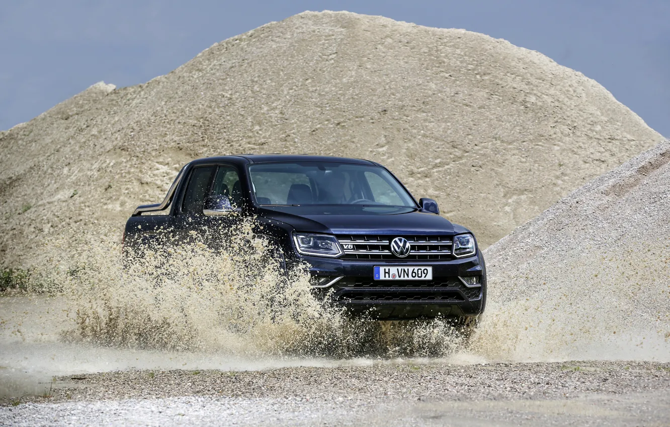 Photo wallpaper water, squirt, Volkswagen, pickup, blade, Amarok, Highline, Double Cab