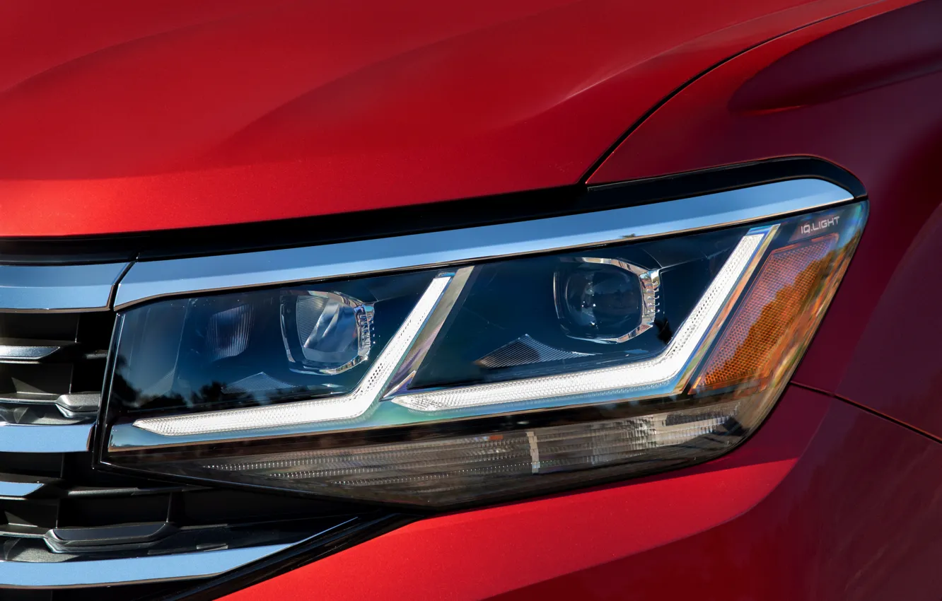 Photo wallpaper red, headlight, Volkswagen, SUV, Atlas, 2020