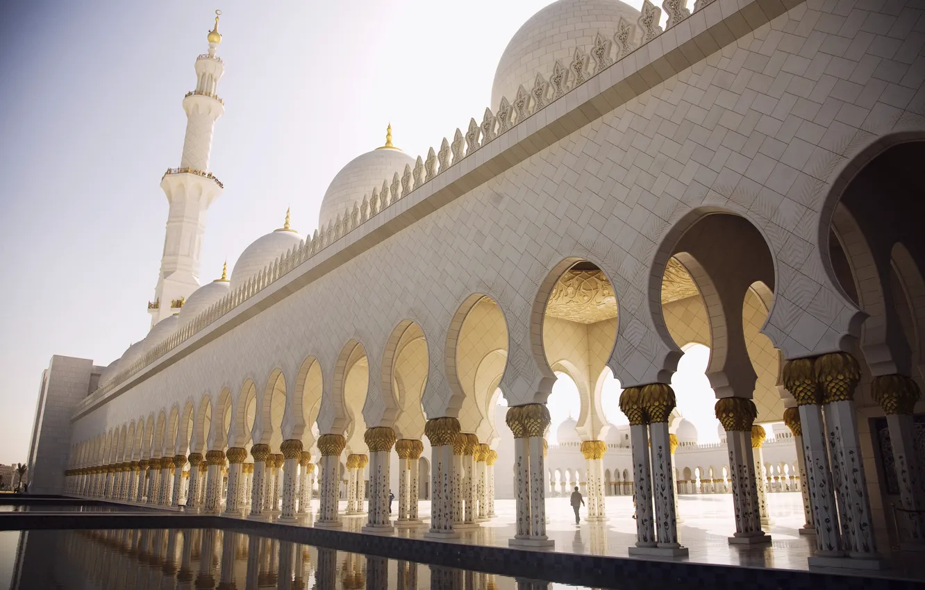 Photo wallpaper area, arch, dome, Abu Dhabi, the minaret, Abu Dhabi, the Sheikh Zayed Grand mosque