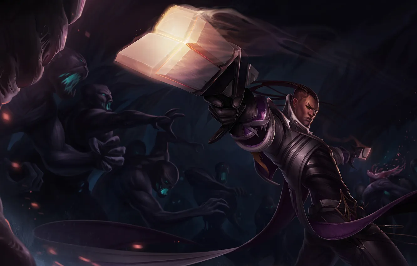 Photo wallpaper weapons, monster, armor, warrior, League of Legends, LoL, Lucian