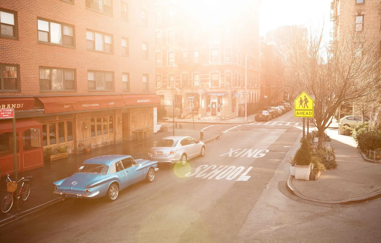 Photo wallpaper car, city, morning, Streetscape