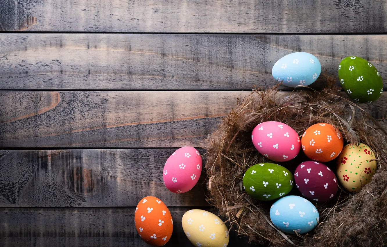 Photo wallpaper background, eggs, colorful, Easter, happy, wood, pink, Easter