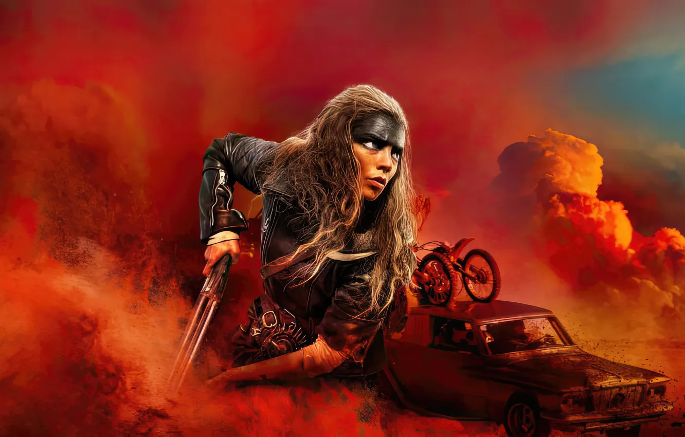 Photo wallpaper girl, desert, dust, 2024, Furiosa A Mad Max Saga