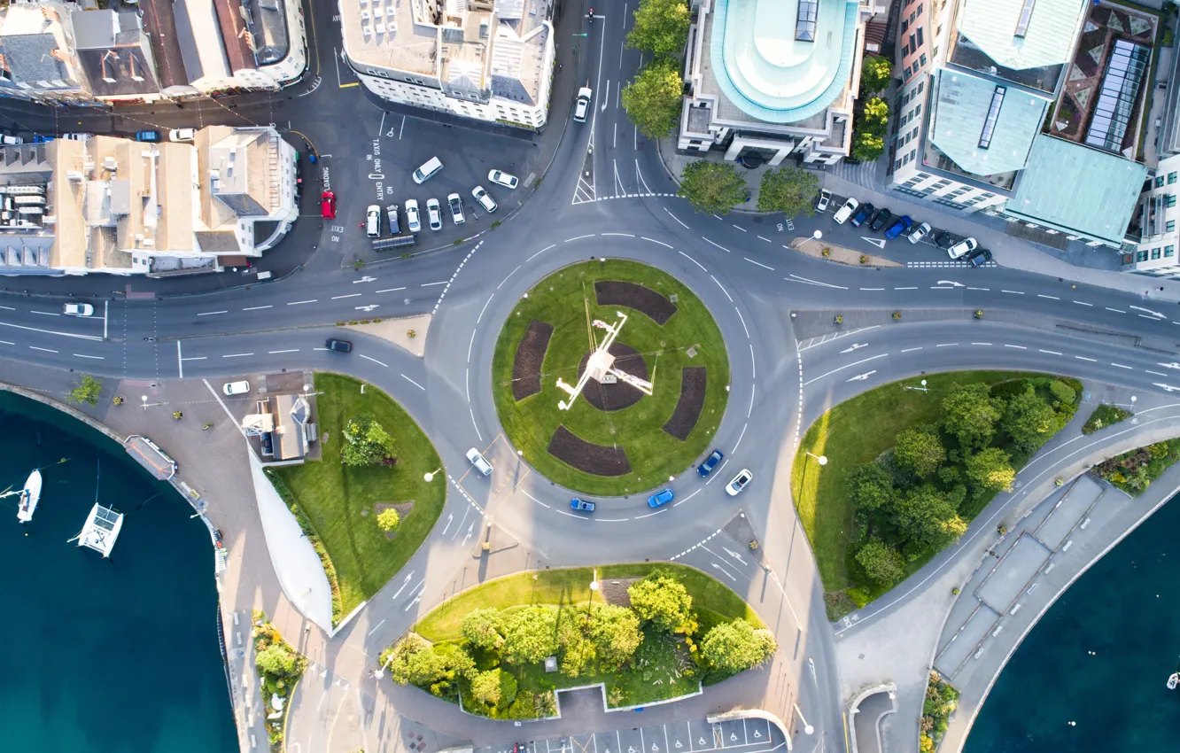 Photo wallpaper machine, the city, street, home, sailboat, yacht, crossroads, promenade