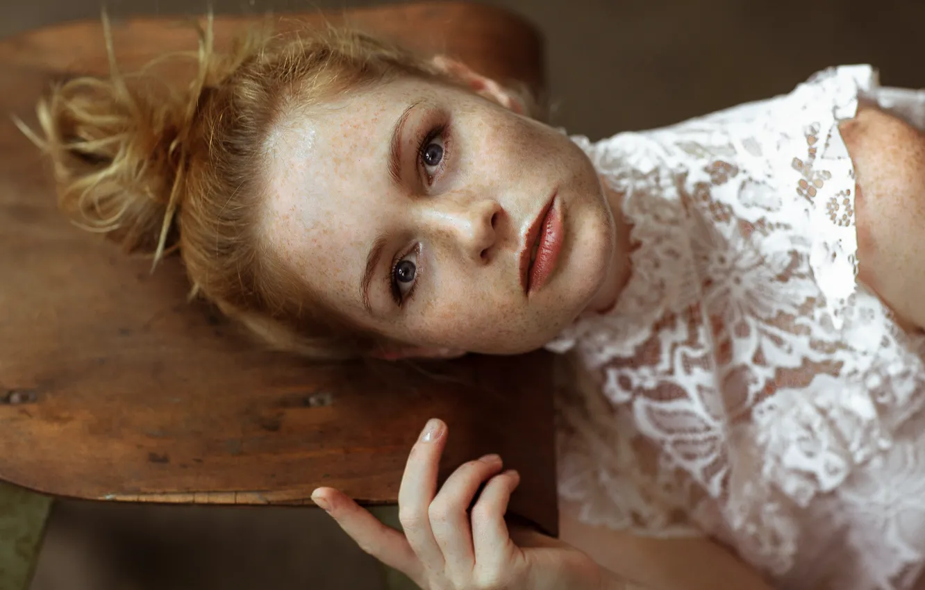 Photo wallpaper girl, freckles, red, kassio. epia