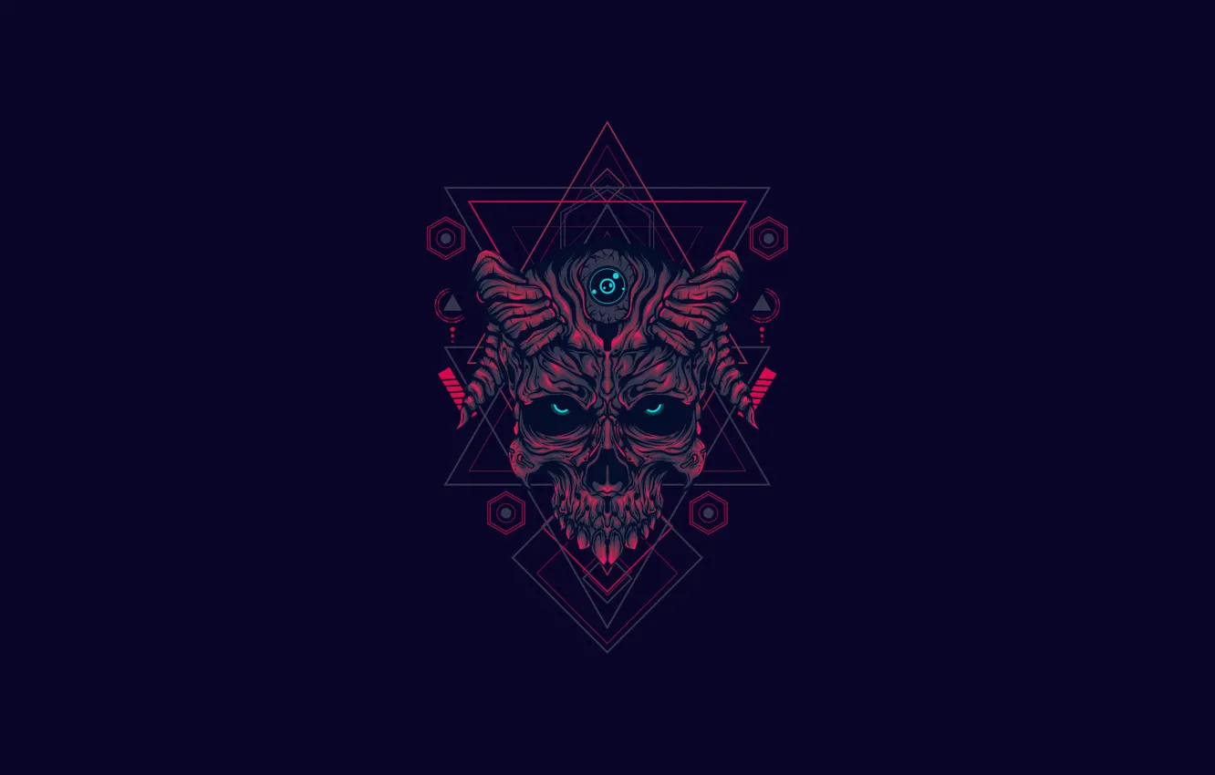 Photo wallpaper style, background, skull, minimalism, art, the devil, style, art