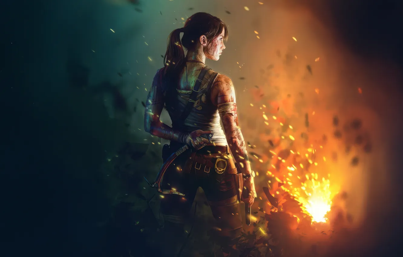 Photo wallpaper Tomb Raider, shadow, hunter