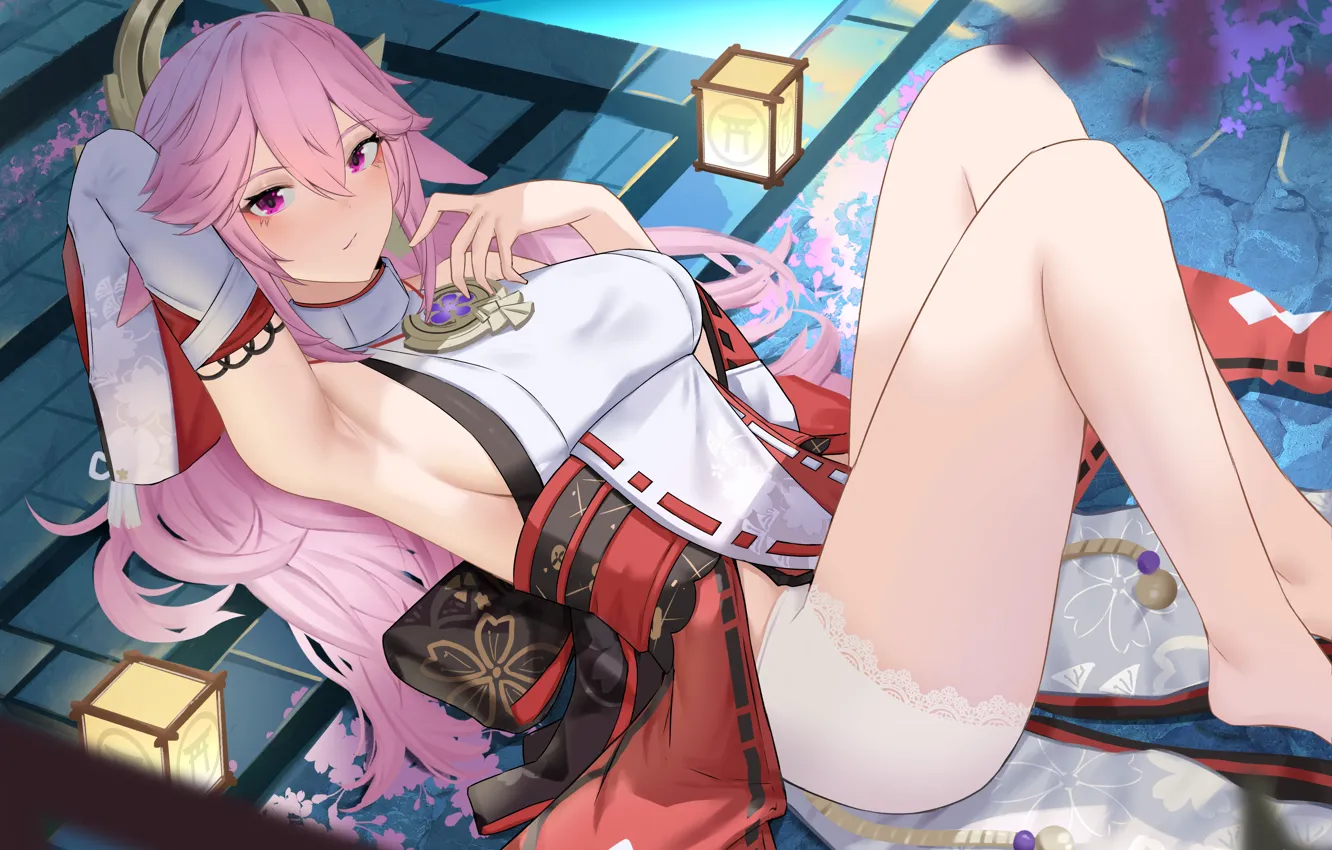 Photo wallpaper ya miko, sexy girls, dampak genshin