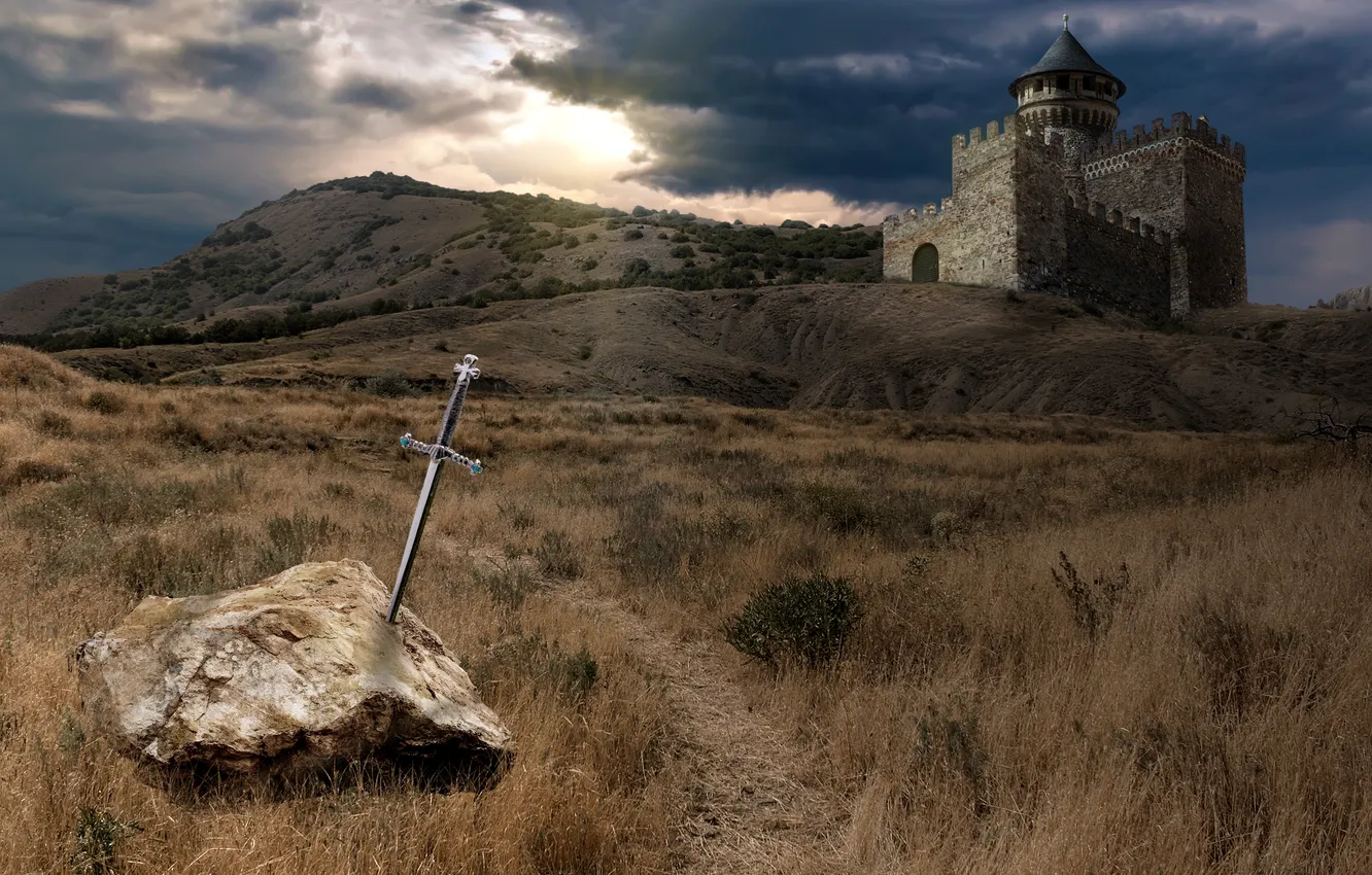 Photo wallpaper fantasy, forest, background, blade, hero, Block, history, Brave