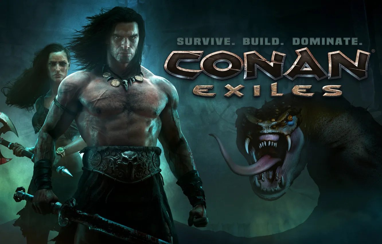 Photo wallpaper Background, Man, Snakes, Conan Exiles