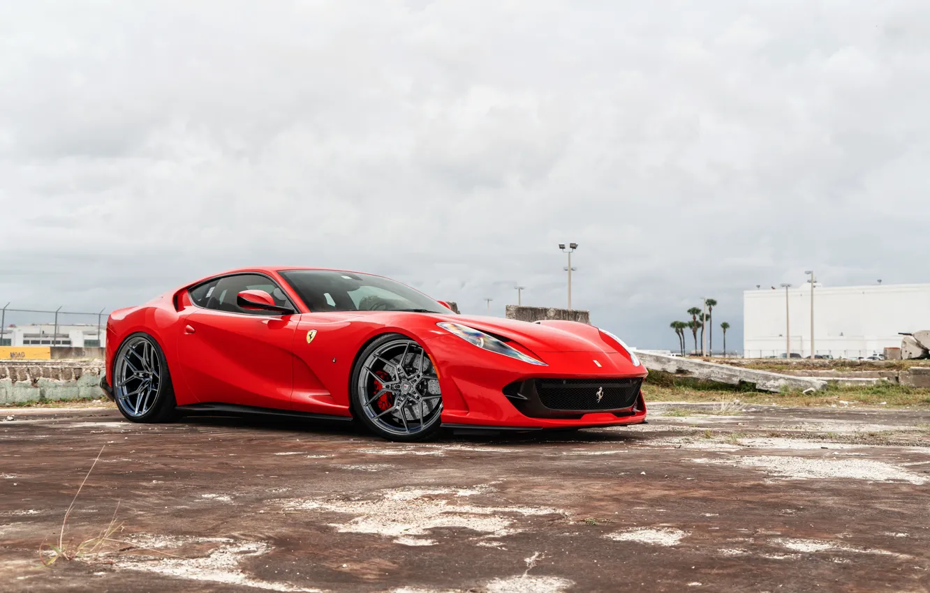 Photo wallpaper red, ferrari, 812 superfast