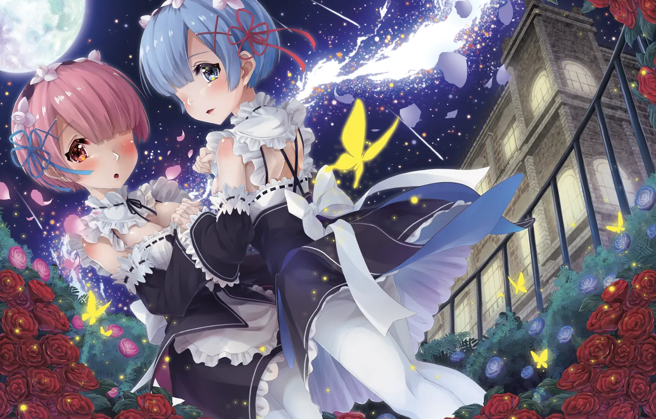 Photo wallpaper flowers, anime, art, girl, Re: Zero kara hajime chip isek or Seikatsu
