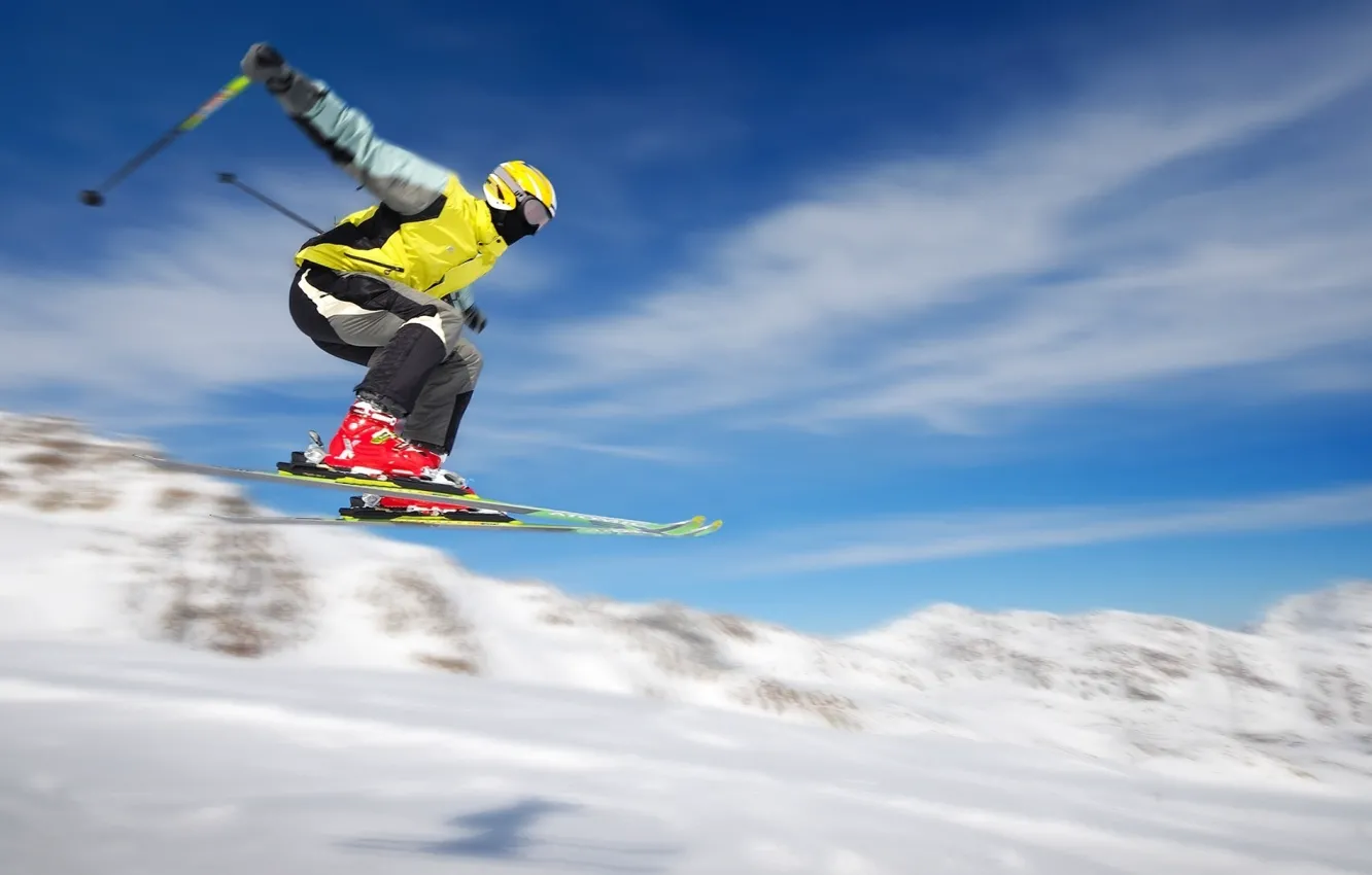 Photo wallpaper winter, snow, jump, sport, ski