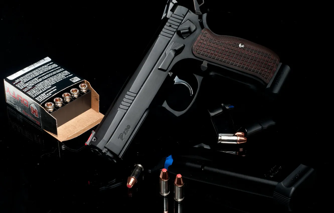Photo wallpaper gun, weapons, cartridges, P-120, TriStar’s