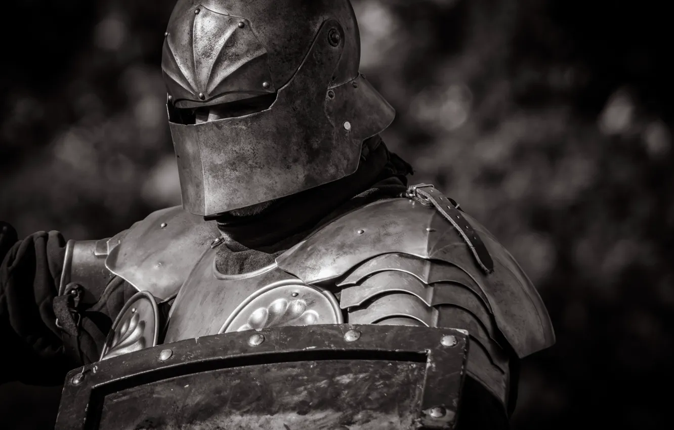Photo wallpaper metal, armor, warrior, helmet, shield
