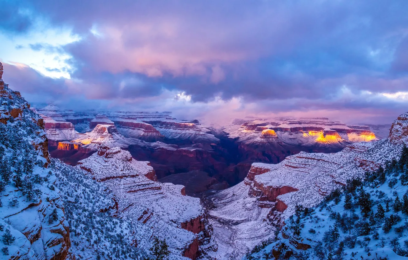 Photo wallpaper winter, AZ, USA, USA, The Grand Canyon, Arizona, winter, national Park