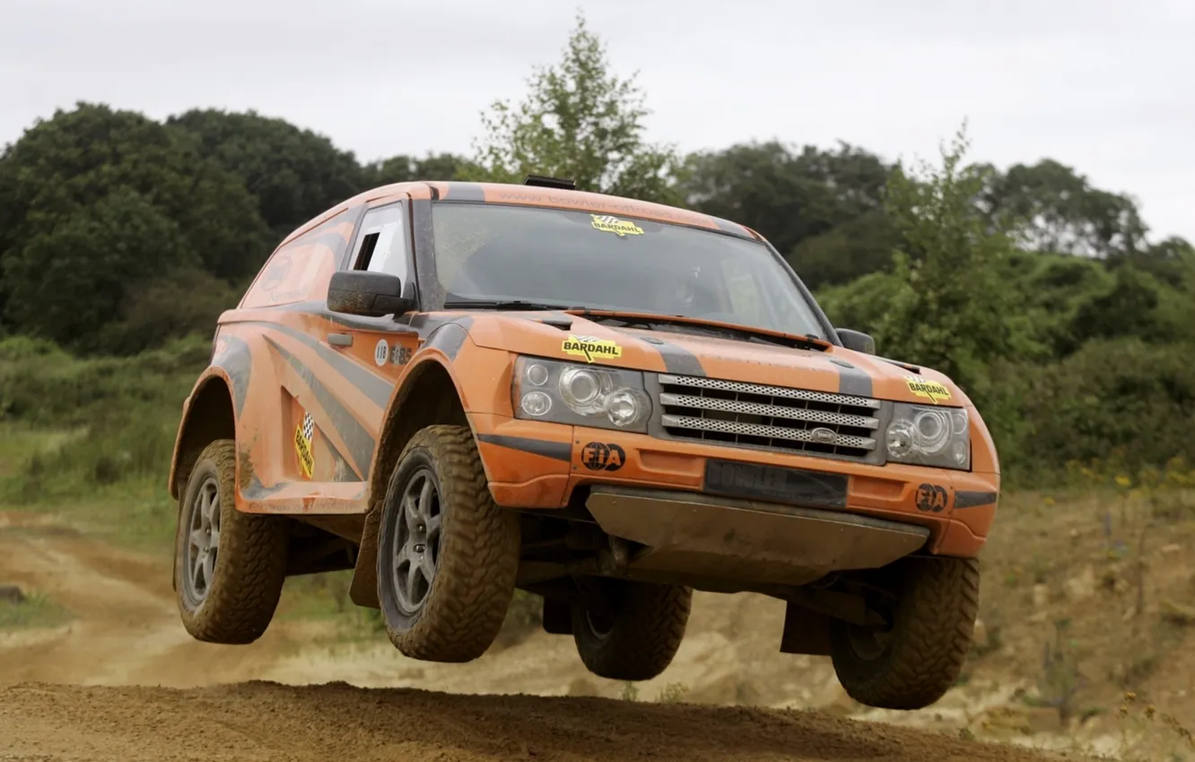 Photo wallpaper road, trees, orange, tuning, jeep, SUV, tuning, the front