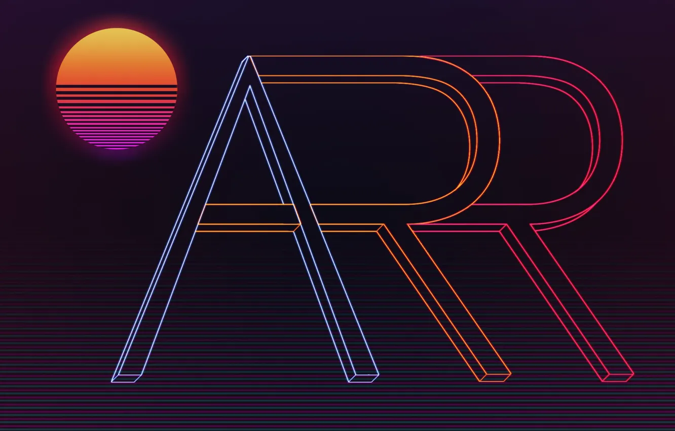 Photo wallpaper style, music, background, 80s, style, sun, Neon, Illustration